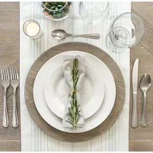 Silver Gray Faux Wood Grain 13” Charger Plates Set of 4  Lot Of 4 Rustic Melamine Faux Wood Charger Plates 13\